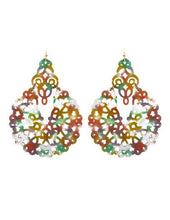 Load image into Gallery viewer, Acetate Resin Floral Filigree Dangle Drop Hook Earrings