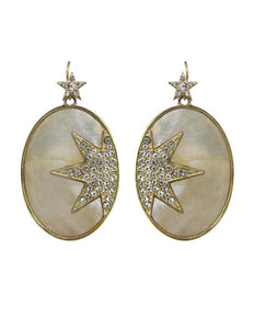 Celestial Sparkling Star Shell Dangle Drop Hook Earrings