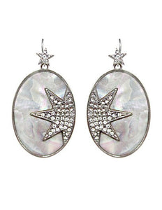 Celestial Sparkling Star Shell Dangle Drop Hook Earrings