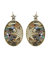 Load image into Gallery viewer, Celestial Sparkling Star Shell Dangle Drop Hook Earrings