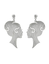 Load image into Gallery viewer, Elegant lady Face Design Drop Dangle Post Earrings