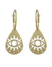 Load image into Gallery viewer, Evil Eye Abstract Dangle Drop Hoop Earring