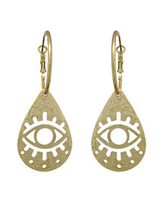 Evil Eye Abstract Dangle Drop Hoop Earring