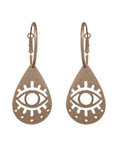 Evil Eye Abstract Dangle Drop Hoop Earring