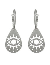 Load image into Gallery viewer, Evil Eye Abstract Dangle Drop Hoop Earring