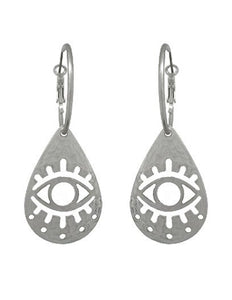 Evil Eye Abstract Dangle Drop Hoop Earring