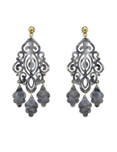 Acetate Resin Chandelier  Filigree Dangle Drop Post Earrings