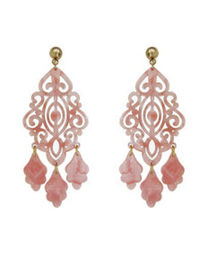 Acetate Resin Chandelier  Filigree Dangle Drop Post Earrings