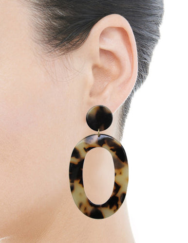 Acetate Resin Round Oval shape Dangle Drop Post Earrings