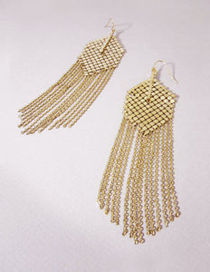 Metal Tassel Fringe Long Wedding Bridal Dangle Drop Earrings