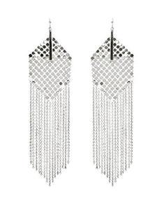 Metal Tassel Fringe Long Wedding Bridal Dangle Drop Earrings