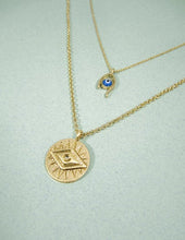 Load image into Gallery viewer, Evil Eye Coin 2 lines Layered Necklaces