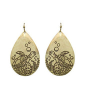 Load image into Gallery viewer, Under Sea and Turtle Designed Engraved Teardrop Shape Drop Dangle Earrings