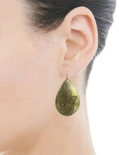 Load image into Gallery viewer, Hamsa Designed Engraved Teardrop Shape Drop Dangle Earrings