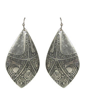 Load image into Gallery viewer, Starfish Design Engraved Teardrop Shape Drop Dangle Earrings