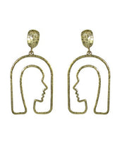 Load image into Gallery viewer, Picasso Face earring Bob hair Design Drop Dangle Post  Earrings