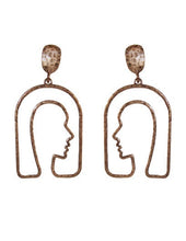 Load image into Gallery viewer, Picasso Face earring Bob hair Design Drop Dangle Post  Earrings