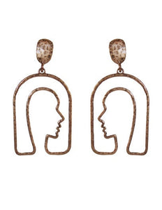 Picasso Face earring Bob hair Design Drop Dangle Post  Earrings