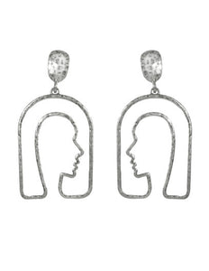 Picasso Face earring Bob hair Design Drop Dangle Post  Earrings