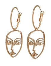 Load image into Gallery viewer, Picasso Face Design Drop Dangle Hoop Earrings