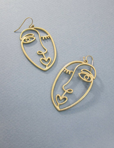 Picasso Face Design Drop Dangle Hook Earrings