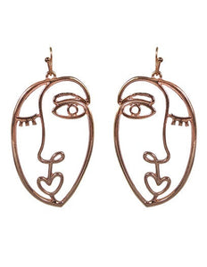 Picasso Face Design Drop Dangle Hook Earrings