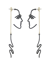 Load image into Gallery viewer, Picasso Abstract Long Face  Design Drop Dangle Post Earrings