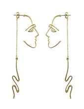 Load image into Gallery viewer, Picasso Abstract Long Face  Design Drop Dangle Post Earrings