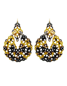 Acetate Resin Floral Filigree Dangle Drop Hook Earrings