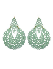 Load image into Gallery viewer, Acetate Resin Floral Filigree Dangle Drop Hook Earrings