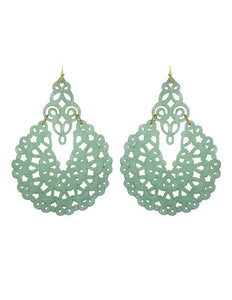 Acetate Resin Floral Filigree Dangle Drop Hook Earrings