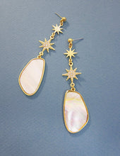 Load image into Gallery viewer, Celestial Sparkling Star Shell Dangle Post Earrings
