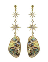 Load image into Gallery viewer, Celestial Sparkling Star Shell Dangle Post Earrings
