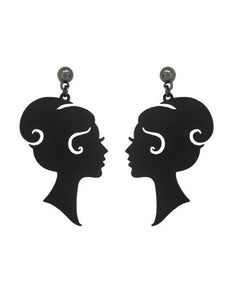 Elegant lady Face Design Drop Dangle Post Earrings