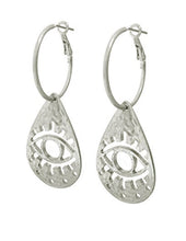 Load image into Gallery viewer, Evil Eye Abstract Dangle Drop Hoop Earring