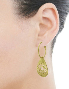 Evil Eye Abstract Dangle Drop Hoop Earring