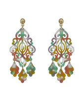 Load image into Gallery viewer, Acetate Resin Chandelier  Filigree Dangle Drop Post Earrings