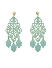 Load image into Gallery viewer, Acetate Resin Chandelier  Filigree Dangle Drop Post Earrings