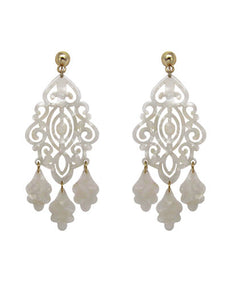 Acetate Resin Chandelier  Filigree Dangle Drop Post Earrings