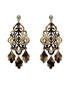 Acetate Resin Chandelier  Filigree Dangle Drop Post Earrings