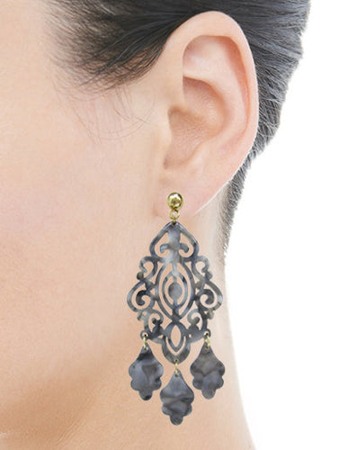 Acetate Resin Chandelier  Filigree Dangle Drop Post Earrings