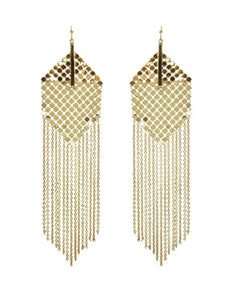 Metal Tassel Fringe Long Wedding Bridal Dangle Drop Earrings