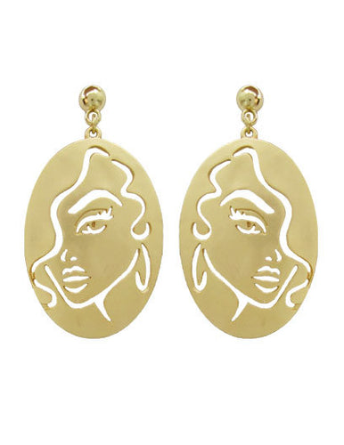 Picasso earring Lady Face Design Oval Shape Drop Dangle Post Earrings