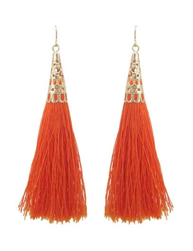 Thread Tassel Filigree Cap Drop Dangle Earrings S/S season colors