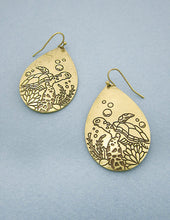 Load image into Gallery viewer, Under Sea and Turtle Designed Engraved Teardrop Shape Drop Dangle Earrings