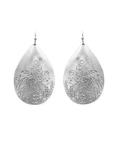 Load image into Gallery viewer, Under Sea and Turtle Designed Engraved Teardrop Shape Drop Dangle Earrings