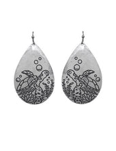 Load image into Gallery viewer, Under Sea and Turtle Designed Engraved Teardrop Shape Drop Dangle Earrings