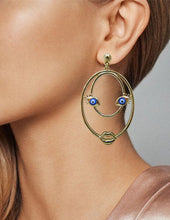 Load image into Gallery viewer, Picasso Face Design Color Stone Drop Dangle Post Earrings