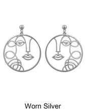 Load image into Gallery viewer, Picasso Face Self Portrait Design Drop Dangle Post Earrings