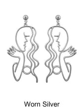 Load image into Gallery viewer, Picasso Face Girl Before a Mirror  Design Drop Dangle Post Earrings